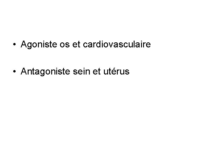  • Agoniste os et cardiovasculaire • Antagoniste sein et utérus 