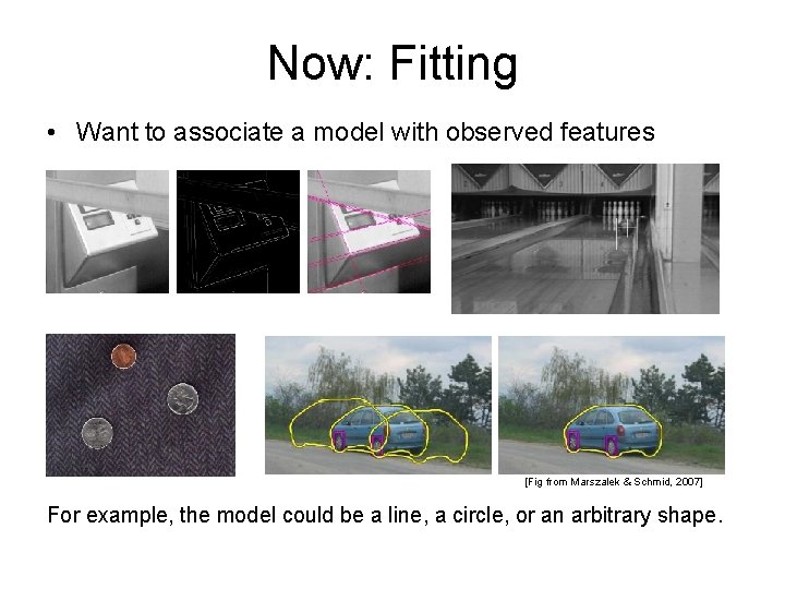 Now: Fitting • Want to associate a model with observed features [Fig from Marszalek