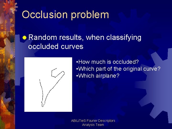 Occlusion problem ® Random results, when classifying occluded curves • How much is occluded?