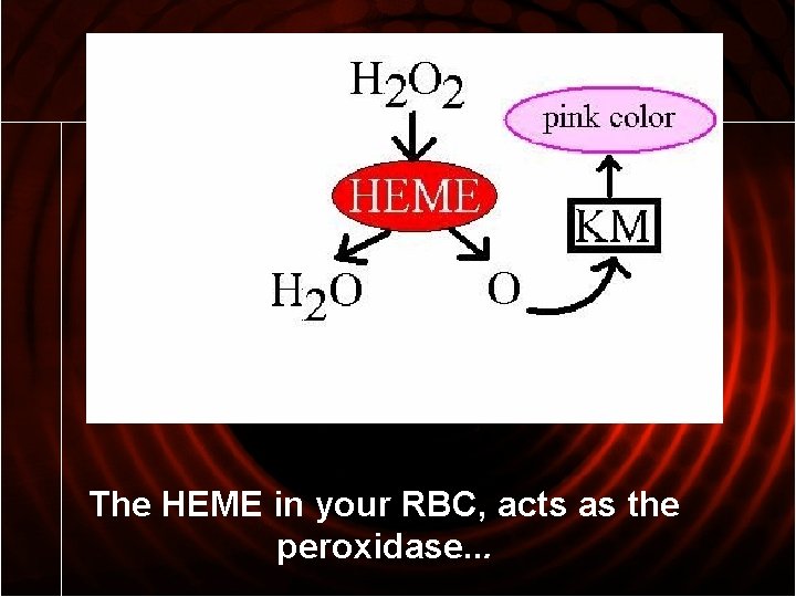 The HEME in your RBC, acts as the peroxidase. . . 