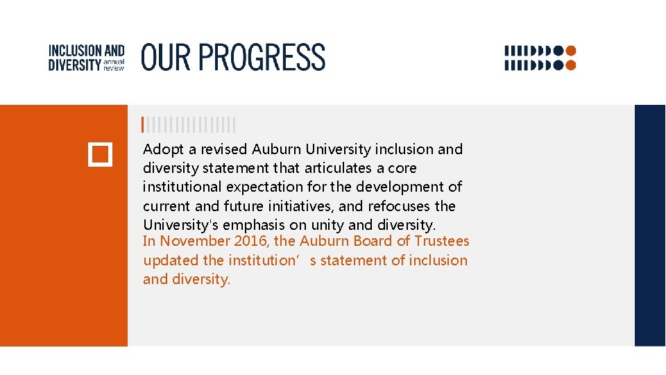 Adopt a revised Auburn University inclusion and diversity statement that articulates a core institutional