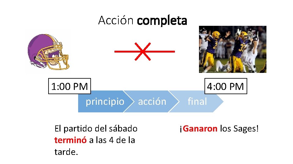 Acción completa 1: 00 PM principio El partido del sábado terminó a las 4