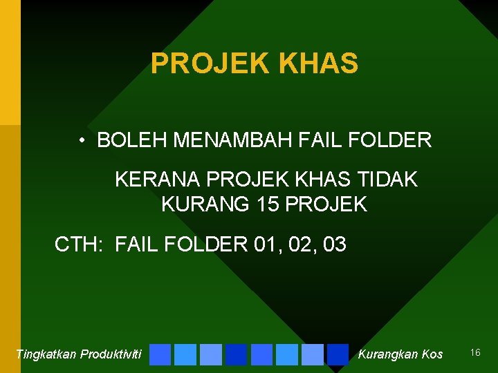 PROJEK KHAS • BOLEH MENAMBAH FAIL FOLDER KERANA PROJEK KHAS TIDAK KURANG 15 PROJEK