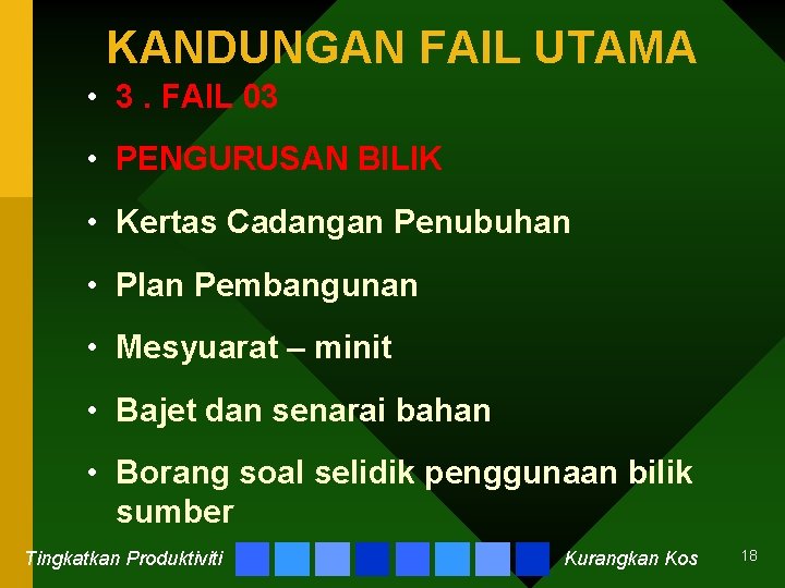 KANDUNGAN FAIL UTAMA • 3. FAIL 03 • PENGURUSAN BILIK • Kertas Cadangan Penubuhan