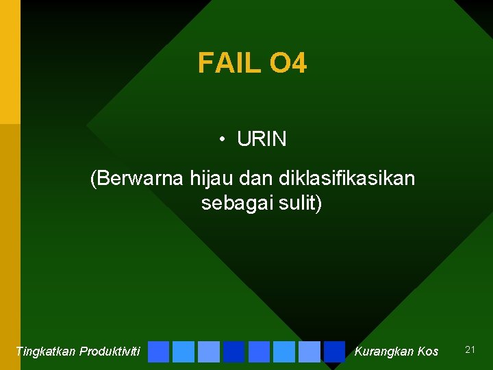 FAIL O 4 • URIN (Berwarna hijau dan diklasifikasikan sebagai sulit) Tingkatkan Produktiviti Kurangkan