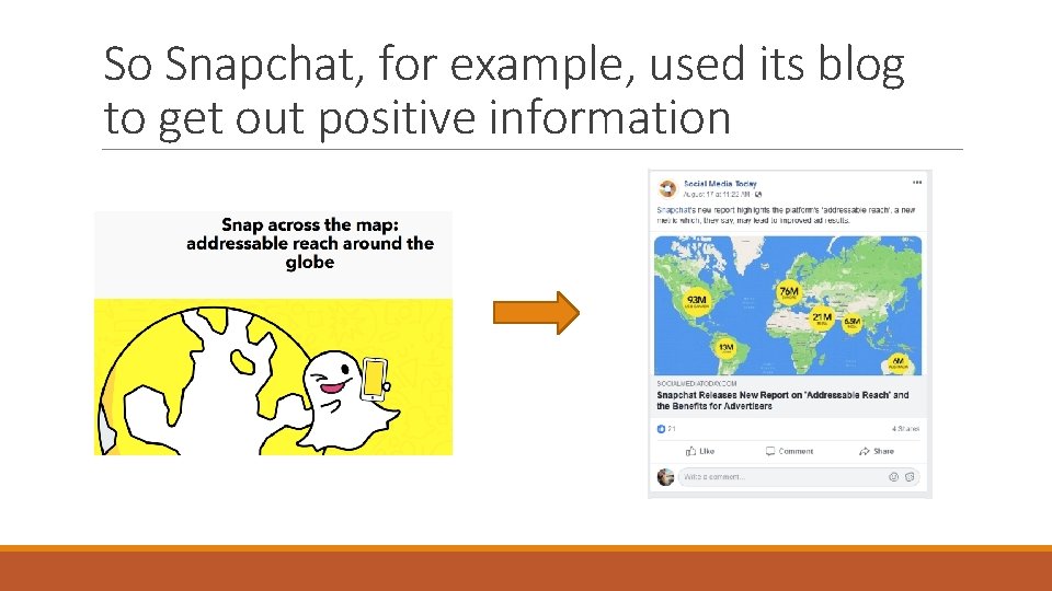 So Snapchat, for example, used its blog to get out positive information 