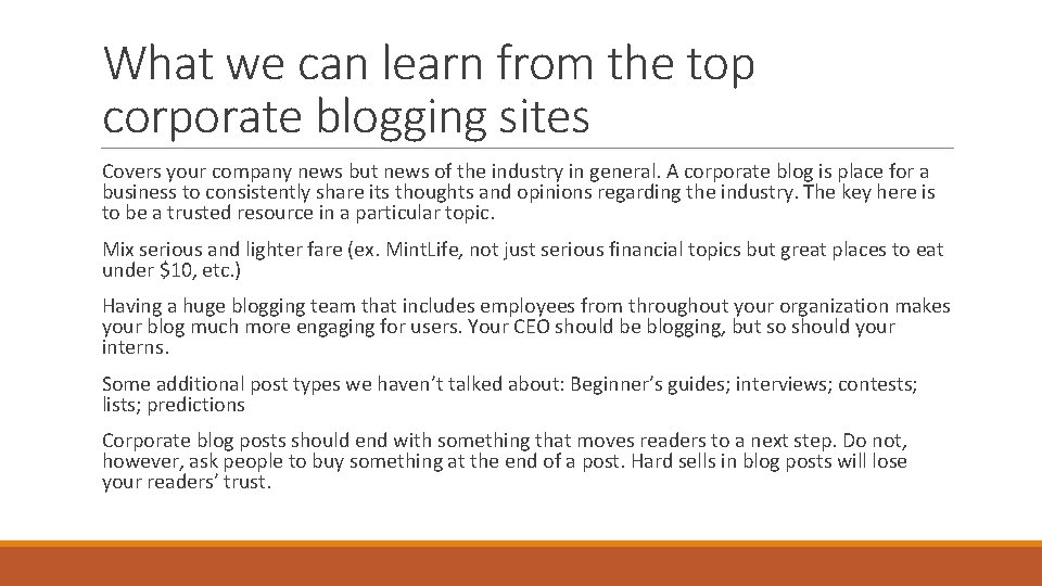 What we can learn from the top corporate blogging sites Covers your company news