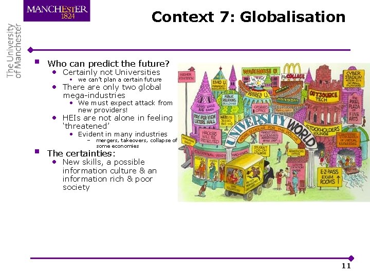 Context 7: Globalisation § Who can predict the future? • Certainly not Universities •