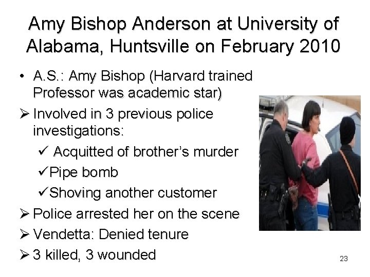 Amy Bishop Anderson at University of Alabama, Huntsville on February 2010 • A. S.