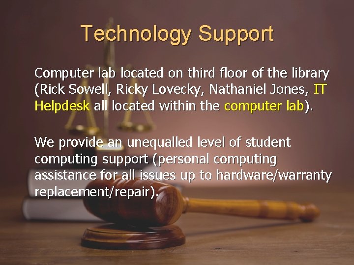 Technology Support Computer lab located on third floor of the library (Rick Sowell, Ricky