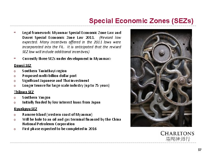 Special Economic Zones (SEZs) Legal framework: Myanmar Special Economic Zone Law and Dawei Special