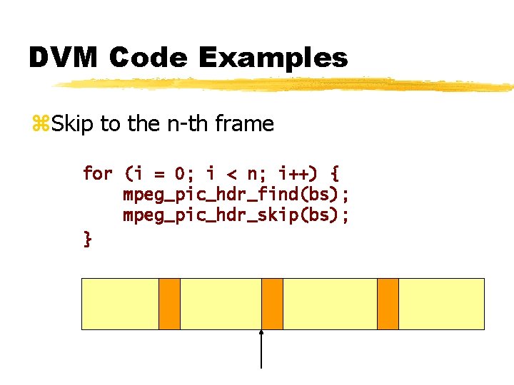 DVM Code Examples z. Skip to the n-th frame for (i = 0; i