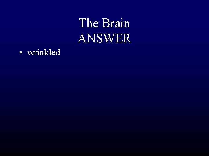 The Brain ANSWER • wrinkled 