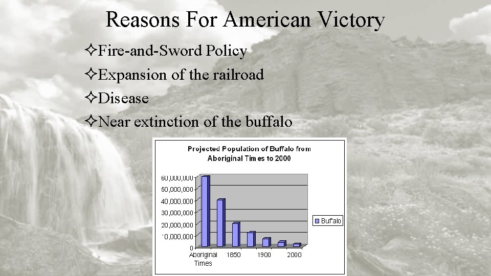 Reasons For American Victory ²Fire-and-Sword Policy ²Expansion of the railroad ²Disease ²Near extinction of