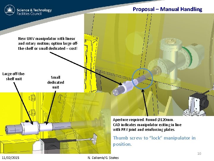 Proposal – Manual Handling New UHV manipulator with linear and rotary motion; option large