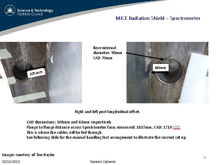 MICE Radiation Shield – Spectrometer Bore internal diameter: 98 mm CAD 70 mm 60