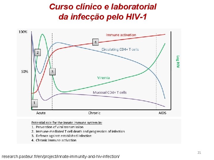 Curso clínico e laboratorial da infecção pelo HIV-1 research. pasteur. fr/en/project/innate-immunity-and-hiv-infection/ 21 