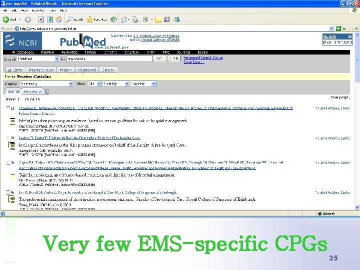 Very few EMS-specific CPGs 25 