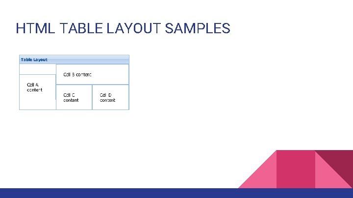 HTML TABLE LAYOUT SAMPLES 