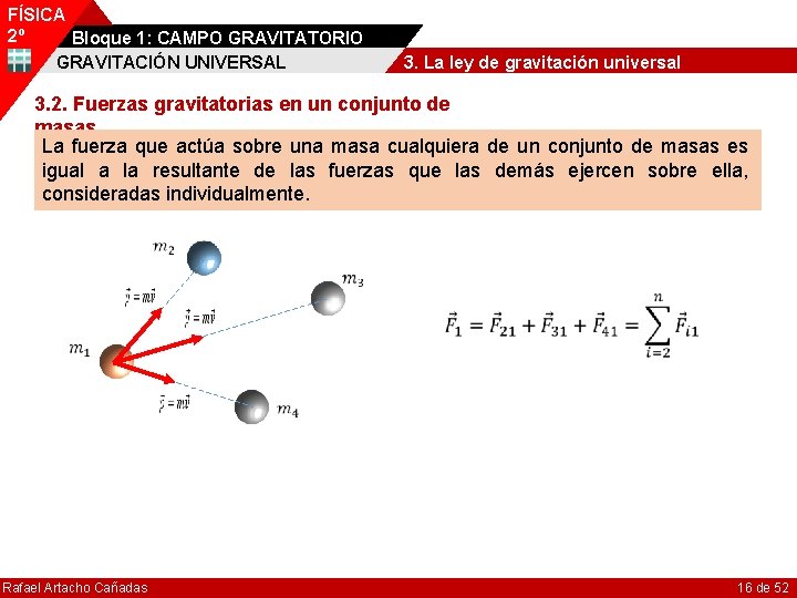 FÍSICA 2º Bloque 1: CAMPO GRAVITATORIO GRAVITACIÓN UNIVERSAL 3. La ley de gravitación universal