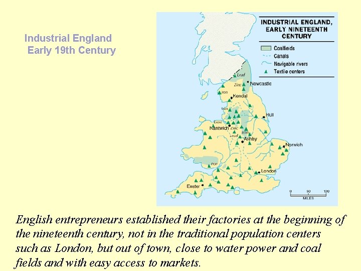 Industrial England Early 19 th Century English entrepreneurs established their factories at the beginning