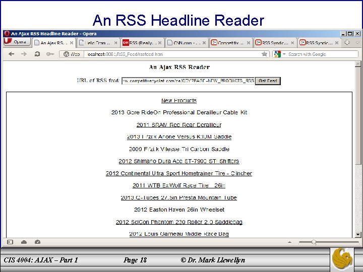 An RSS Headline Reader insert images of RSS reader in action here on next