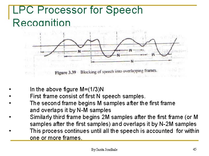 LPC Processor for Speech Recognition • • • In the above figure M=(1/3)N First