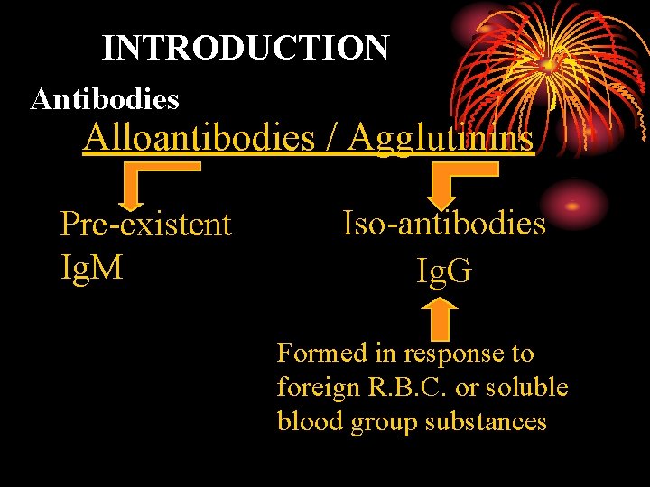 INTRODUCTION Antibodies Alloantibodies / Agglutinins Pre-existent Ig. M Iso-antibodies Ig. G Formed in response