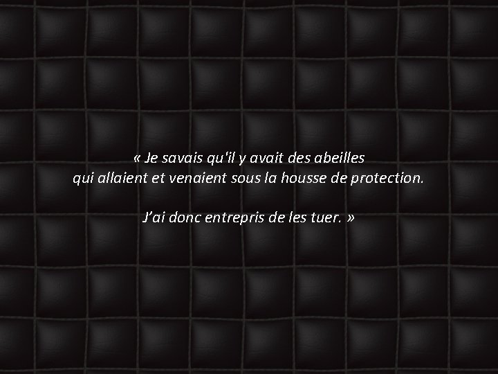  « Je savais qu'il y avait des abeilles qui allaient et venaient sous