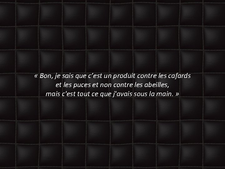  « Bon, je sais que c’est un produit contre les cafards et les
