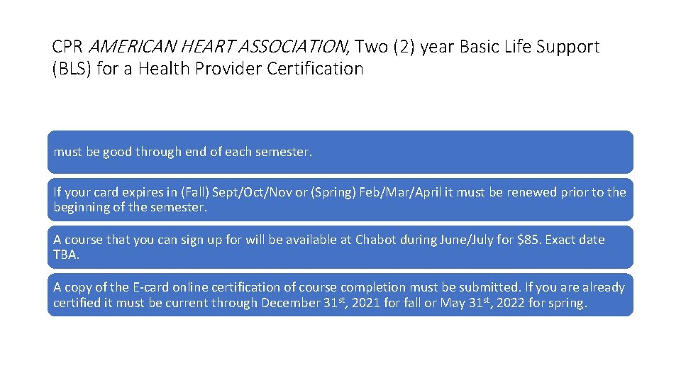 CPR AMERICAN HEART ASSOCIATION, Two (2) year Basic Life Support (BLS) for a Health