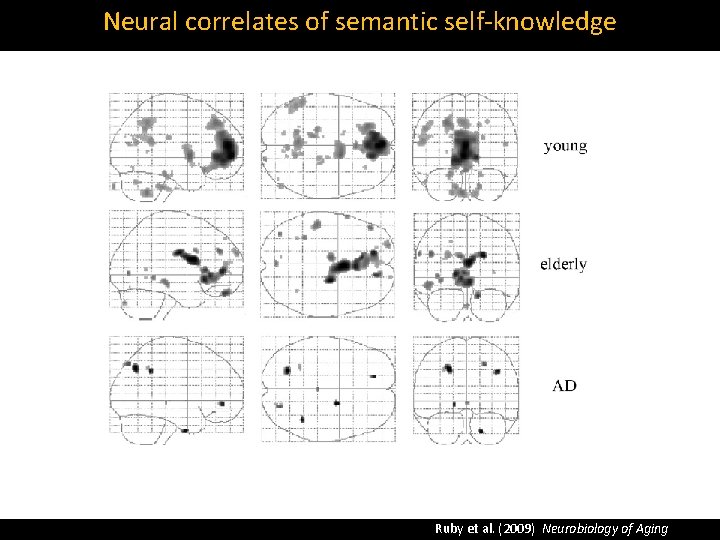 Neural correlates of semantic self‐knowledge Ruby et al. (2009) Neurobiology of Aging 