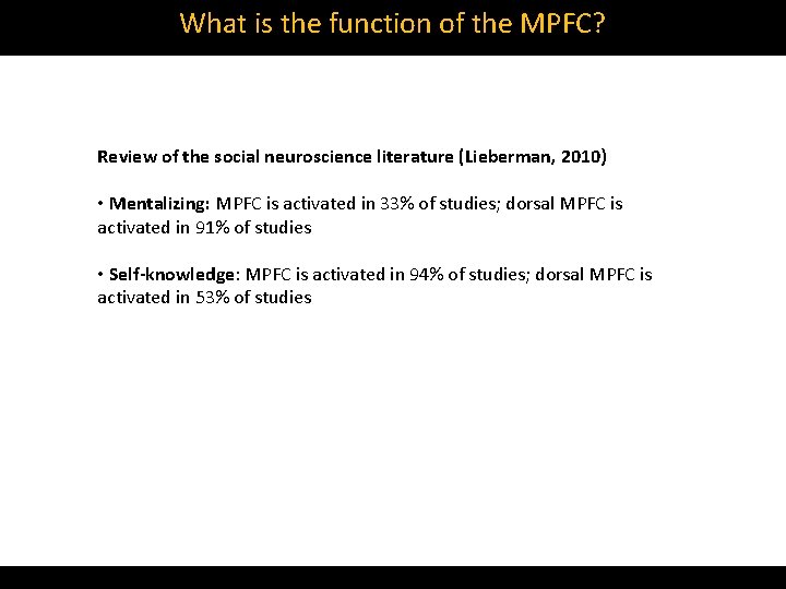 What is the function of the MPFC? Review of the social neuroscience literature (Lieberman,