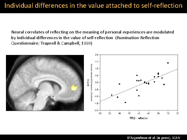 Individual differences in the value attached to self‐reflection Neural correlates of reflecting on the