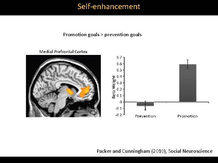 Self‐enhancement Promotion goals > prevention goals Packer and Cunningham (2010), Social Neuroscience 