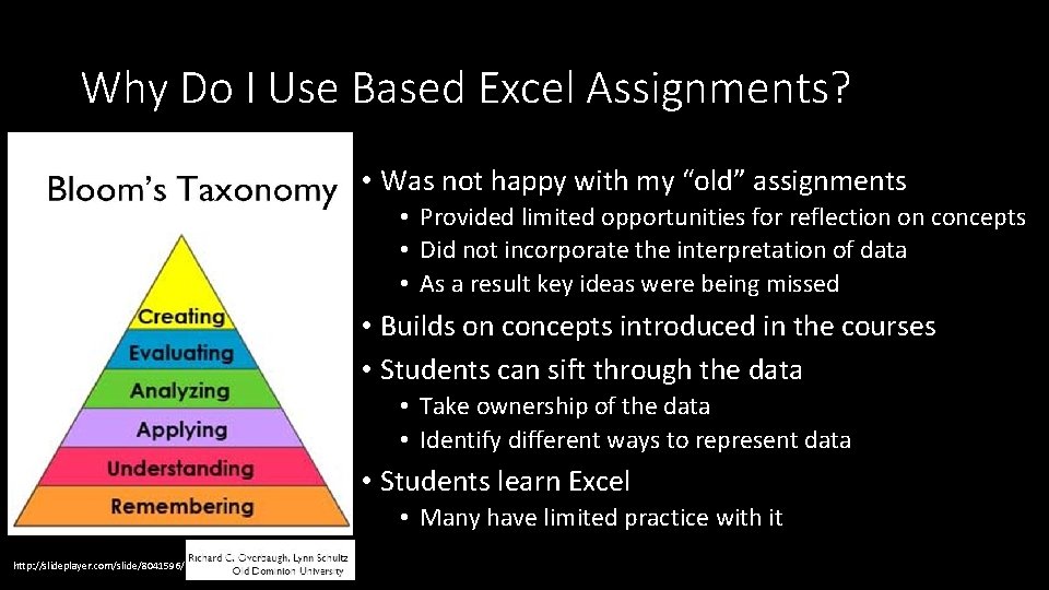 Why Do I Use Based Excel Assignments? • Was not happy with my “old” Why Do I Use Based Excel Assignments? • Was not happy with my “old”