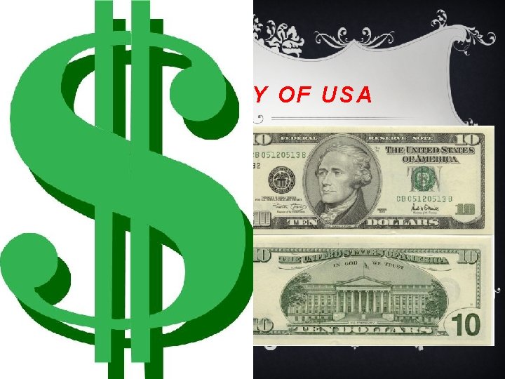 CURRENCY OF USA v The United States Dollar is the official currency of United