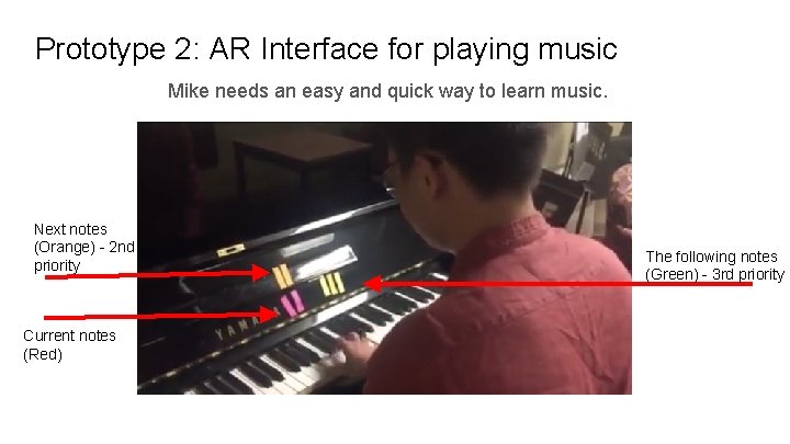 Prototype 2: AR Interface for playing music Mike needs an easy and quick way
