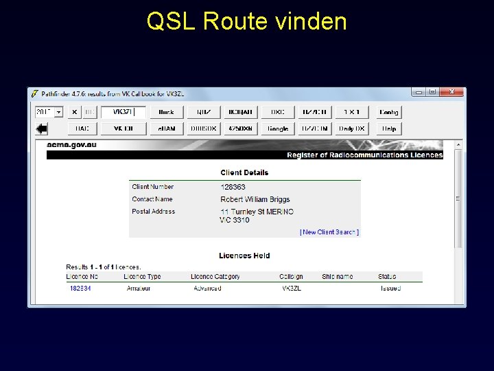 QSL Route vinden 