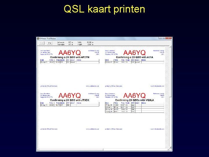 QSL kaart printen 