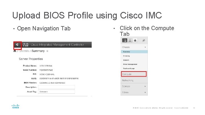 Upload BIOS Profile using Cisco IMC • Open Navigation Tab • Click on the