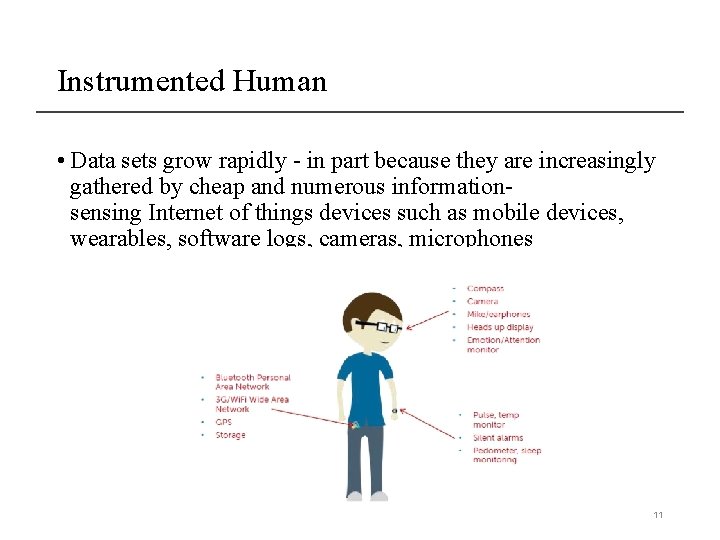 Instrumented Human • Data sets grow rapidly - in part because they are increasingly