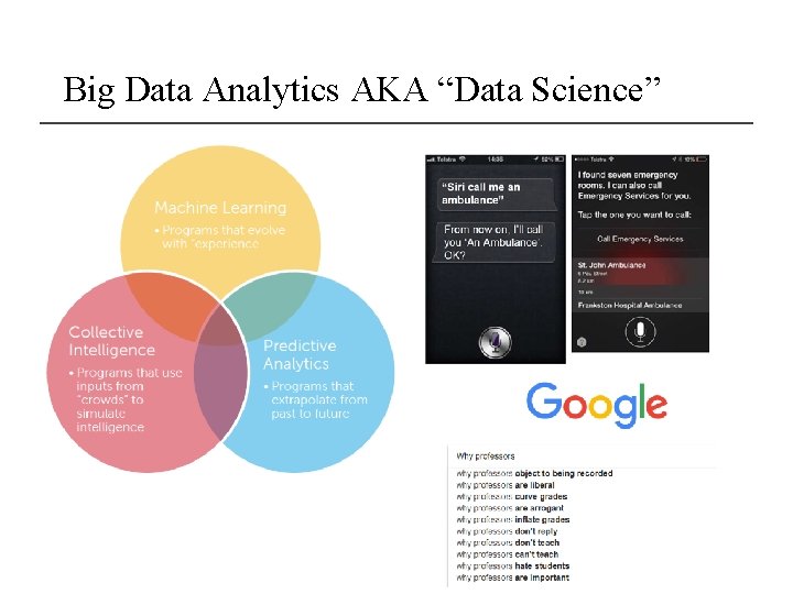 Big Data Analytics AKA “Data Science” 