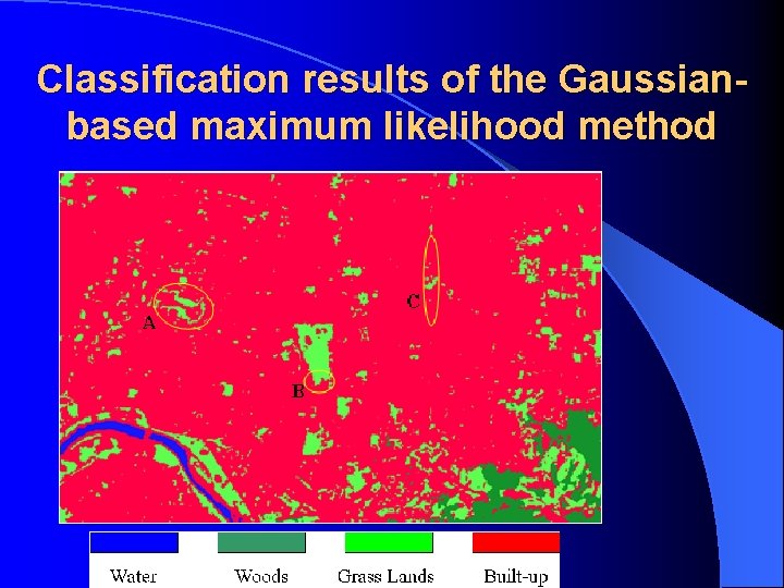 Classification results of the Gaussianbased maximum likelihood method Classification results of the Gaussianbased maximum likelihood method