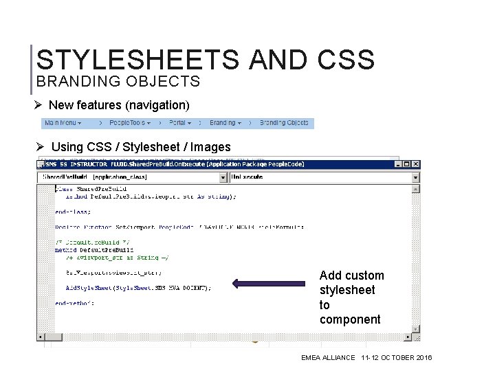 STYLESHEETS AND CSS BRANDING OBJECTS Ø New features (navigation) Ø Using CSS / Stylesheet