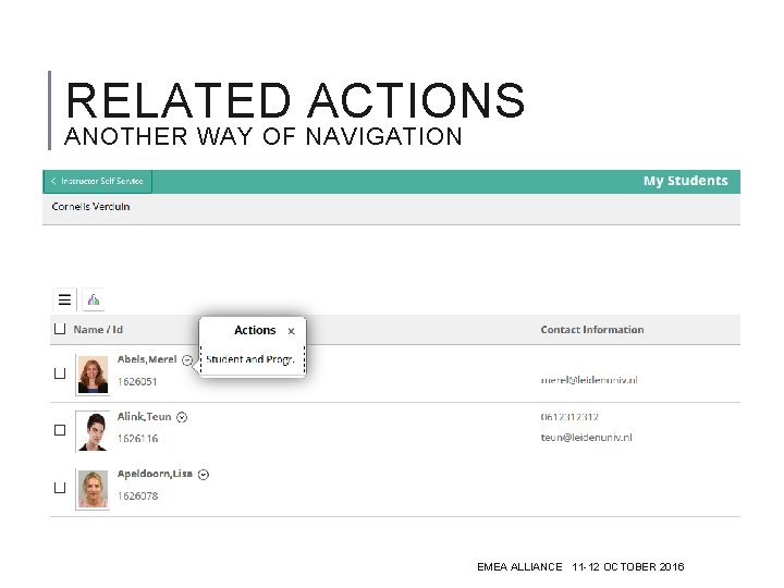 RELATED ACTIONS ANOTHER WAY OF NAVIGATION EMEA ALLIANCE 11 -12 OCTOBER 2016 
