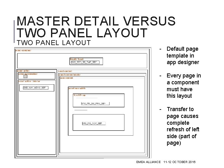 MASTER DETAIL VERSUS TWO PANEL LAYOUT - Default page template in app designer -