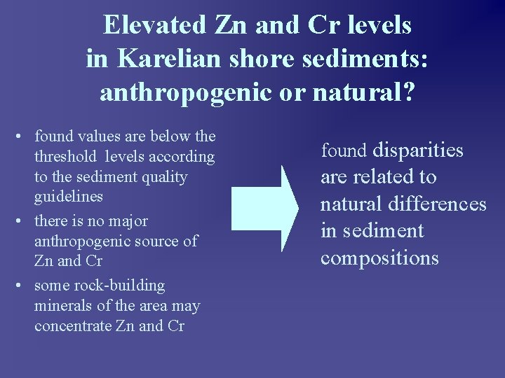 Elevated Zn and Cr levels in Karelian shore sediments: anthropogenic or natural? • found
