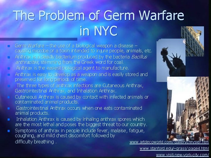 The Problem of Germ Warfare in NYC n n n n n Germ Warfare