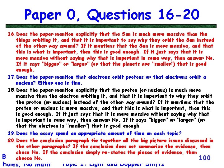 Paper 0, Questions 16 -20 16. Does the paper mention explicitly that the Sun